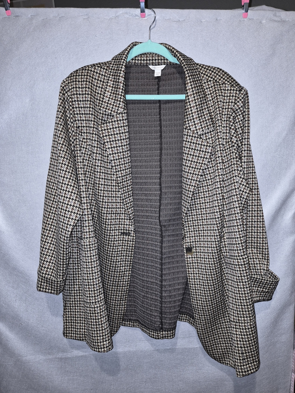 CATO Houndstooth Open-Front Blazer – Plus Size 22/24W